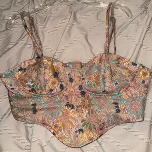 Floral Crop Bustier Style Top